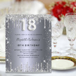 予算18th誕生日シルバーグリッター招待<br><div class="desc">女のモダン子スタイリッシュの18歳の誕生日パーティーへの華やかな招待。銀フェイク色の背景、飾グリッターの塵。名前とパーティー・詳細のパーソナライズおよび追加18番はバ書ロンスタイルフォント、スクリプト付き。</div>