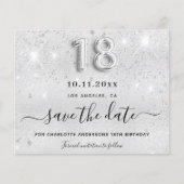 予算18th誕生日シルバーグリッター日付を保存 (正面)