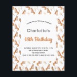 予算18th誕生日パーティー猫ホワイトゴールデン<br><div class="desc">白い背景飾に、可愛い金猫がパーティー帽をかぶった。名前とパーティー・詳細のパーソナライズおよび追加</div>