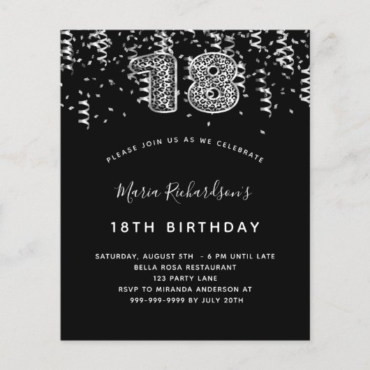 予算18th誕生日ブラックシルバーヒョウパーティー (正面)