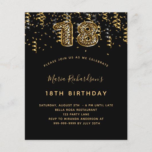 予算18th誕生日ブラック金ゴールドヒョウパーティー (正面)