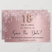 予算18th誕生日赤面グリッター日付を保存 (正面/裏面)