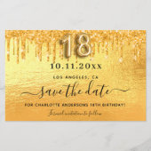 予算18th誕生日金ゴールドグリッター日付を保存 (正面)