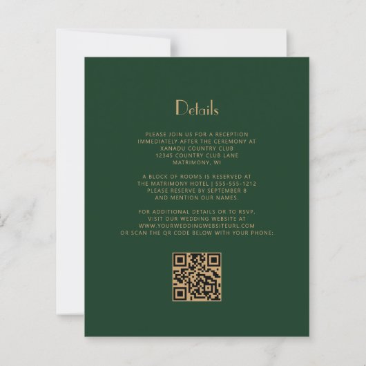予算1920年代ヴィンテージグリーン金ゴールドQRコード結婚s (裏面)