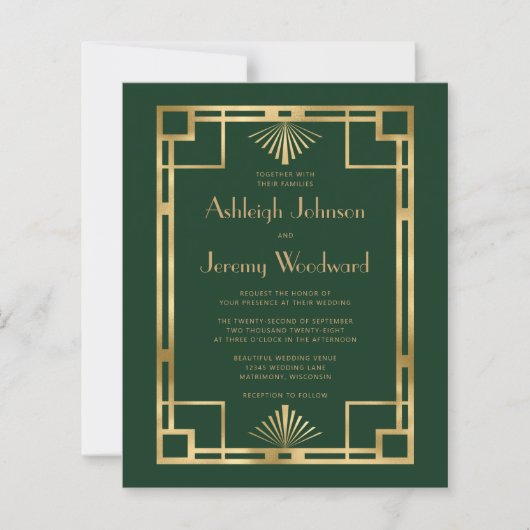 予算1920年代ヴィンテージグリーン金ゴールドQRコード結婚s (正面)