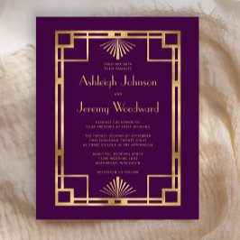 予算1920年代ヴィンテージデコパープル金ゴールド結婚ズ