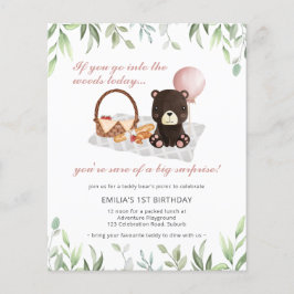 予算1st誕生日テディベアピクニックピンク