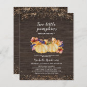 予算2つの小さなカボチャ木製ベビーシャワー (正面/裏面)