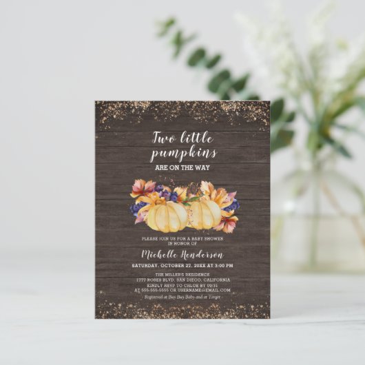 予算2つの小さなカボチャ木製ベビーシャワー (スタンド正面)