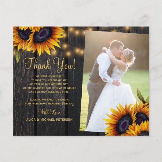 予算2の写真の素朴結婚なサンキューカード チラシ (正面)