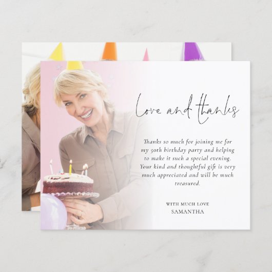 予算2フォトオーバーレイ誕生日パーティーありがとう (正面/裏面)