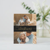 予算2フォトコラージスクリプトクリスマスホリデー シーズンポストカード (スタンド正面)