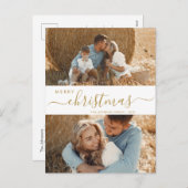 予算2フォトコラージスクリプトクリスマスホリデー シーズンポストカード (正面/裏面)
