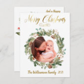 予算2フォトコラージュ金ゴールドメリークリスマス (正面/裏面)