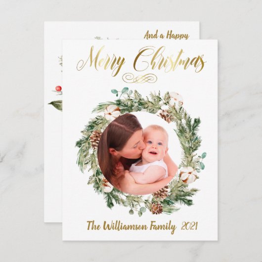 予算2フォトコラージュ金ゴールドメリークリスマス (正面/裏面)