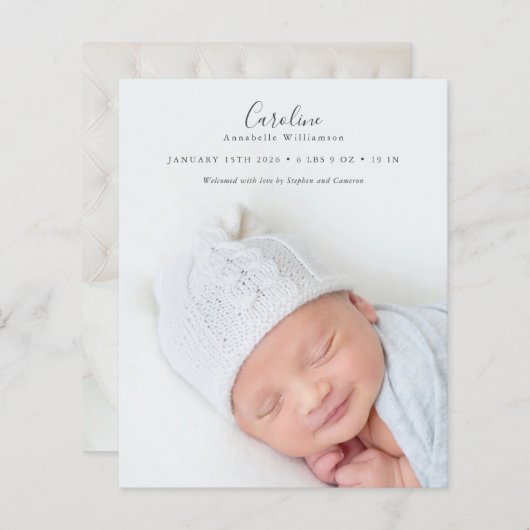 予算2モダンフォトオーバーレイ誕生のお知らせ (正面/裏面)