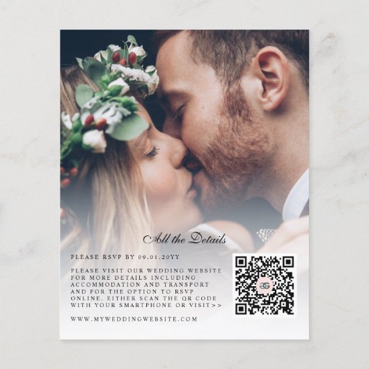 予算2モダン写真エレガント結婚式招待状 (裏面)