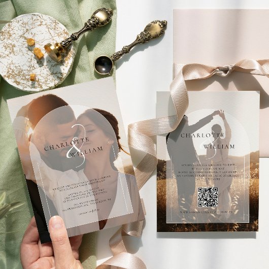 予算2モダン写真結婚式招待状 招待状