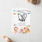 予算2ワイルドサファリパーティー動物2nd誕生日 ノートカード (正面/裏面インサイチュ)