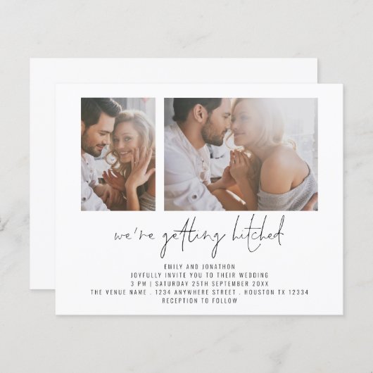 予算2写真ひっかかり結婚式招待状 (正面/裏面)