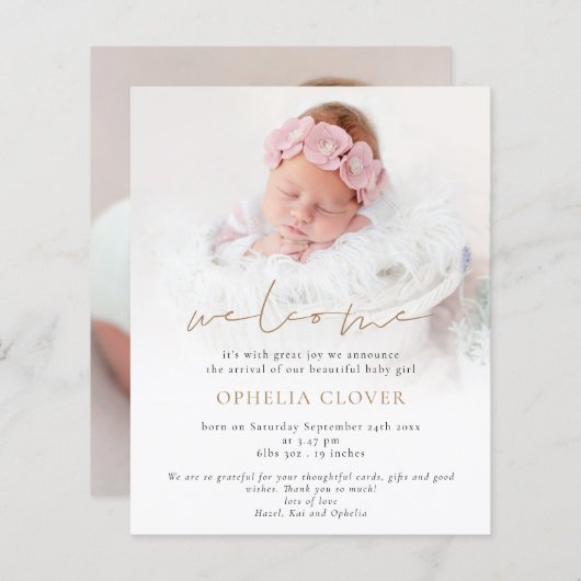 予算2写真オーバーレイ金ゴールドようこそ誕生 (正面/裏面)