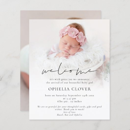 予算2写真オーバーレイ金ゴールドようこそ誕生 (正面/裏面)