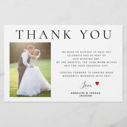 予算2枚のシンプル写真モダン結婚の感謝していYou チラシ (正面)