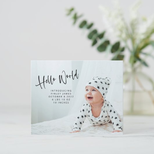 予算2枚の写真こんにちは生まれたばかりの誕生のお知らせ (スタンド正面)