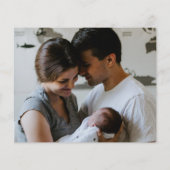 予算2枚の写真こんにちは生まれたばかりの誕生のお知らせ (裏面)