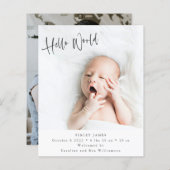 予算2枚の写真こんにちは縦型出産のお知らせ (正面/裏面)