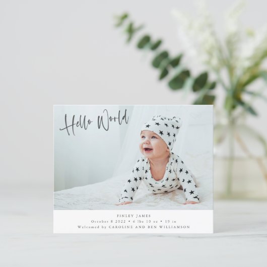 予算2枚の写真Hello World Birth Announcement (スタンド正面)