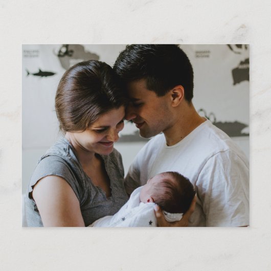 予算2枚の写真Hello World Birth Announcement (裏面)