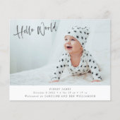予算2枚の写真Hello World Birth Announcement (正面)