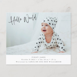 予算2枚の写真Hello World Birth Announcement