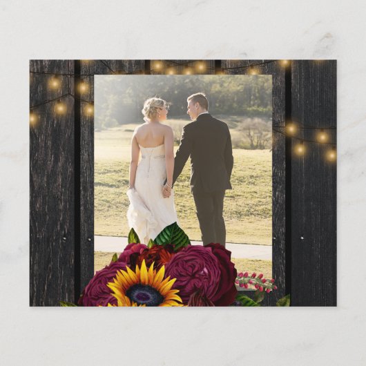 予算2枚ひまわりバラ結婚の感謝していあなた (裏面)