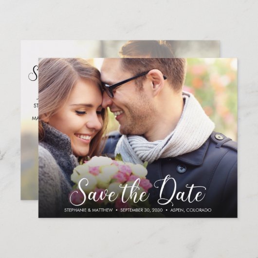 予算2素朴写真シンプルのかわいらし保存日 (正面/裏面)