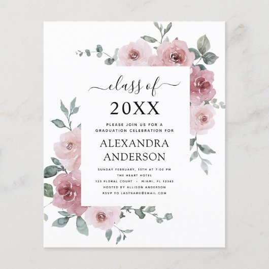 予算2022ほこりっぽいバラピンク卒業フローラ チラシ (正面)