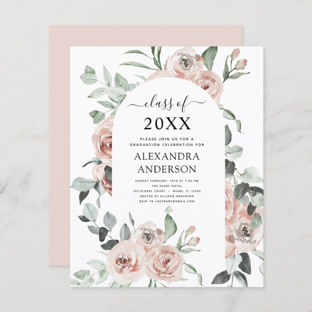 予算2022ほこりっぽいピンクの卒業フローラ (正面/裏面)