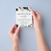 予算2022卒業ネイビーブルー赤面ピンクフローラ チラシ (手)