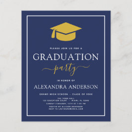 予算2022卒業ネイビーブルー金ゴールド招待状