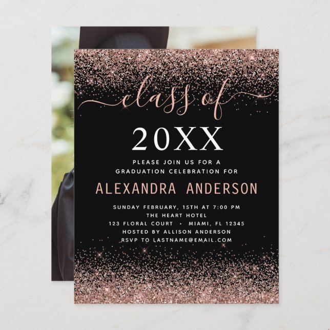 予算2022卒業写真バラ金ゴールドグリッター (正面/裏面)