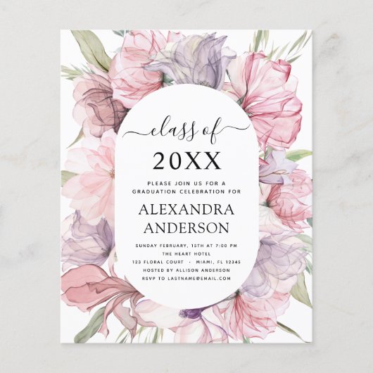 予算2022卒業Bohoほこりっぽいピンク紫 チラシ (正面)