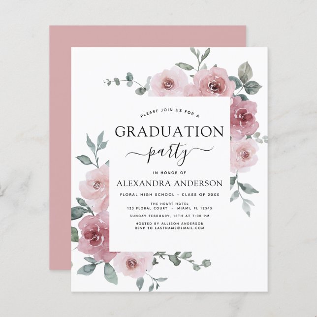 予算2023ほこりっぽいピンクの卒業フローラ (正面/裏面)