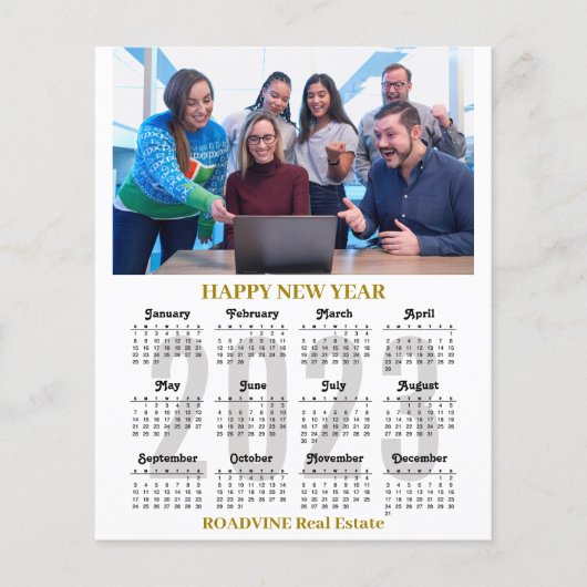 予算2023カレンダー業務モダン金ゴールド黒 (正面)