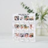予算2023シルバー金ゴールドファミリーフォトカレンダーカード (スタンド正面)