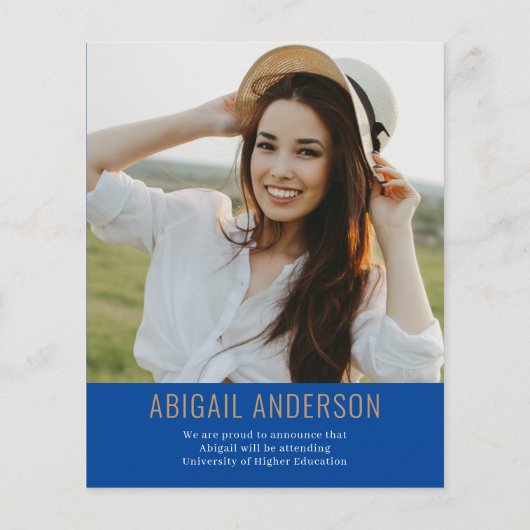 予算2023シンプルグラッドフォトブルー金ゴールド招待状 チラシ (裏面)