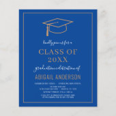 予算2023シンプルグラッドフォトブルー金ゴールド招待状 チラシ (正面)