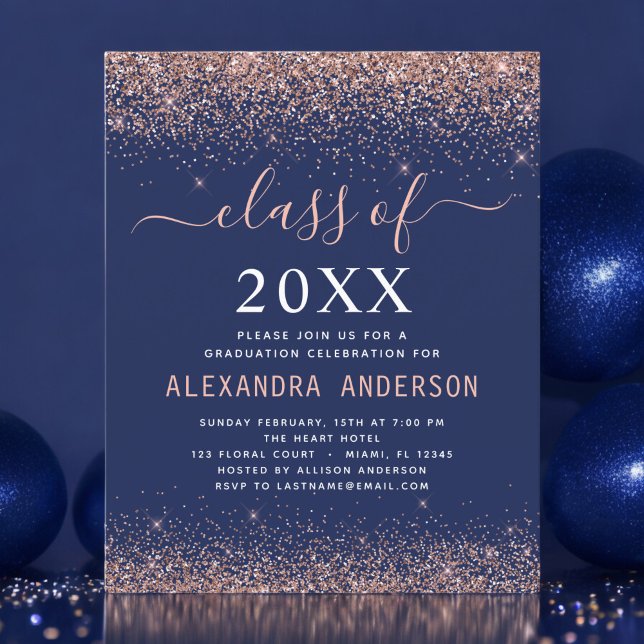 予算2023ネイビーブルー卒業招待状 (クリエイターアップロード済み)