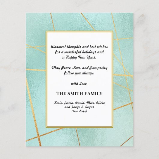 予算2023ミントグリーンファミリーフォトカレンダーカード (裏面)