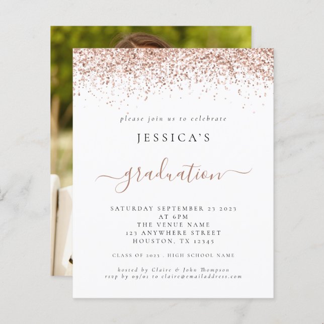 予算2024卒業写真バラ金ゴールドグリッター (正面/裏面)